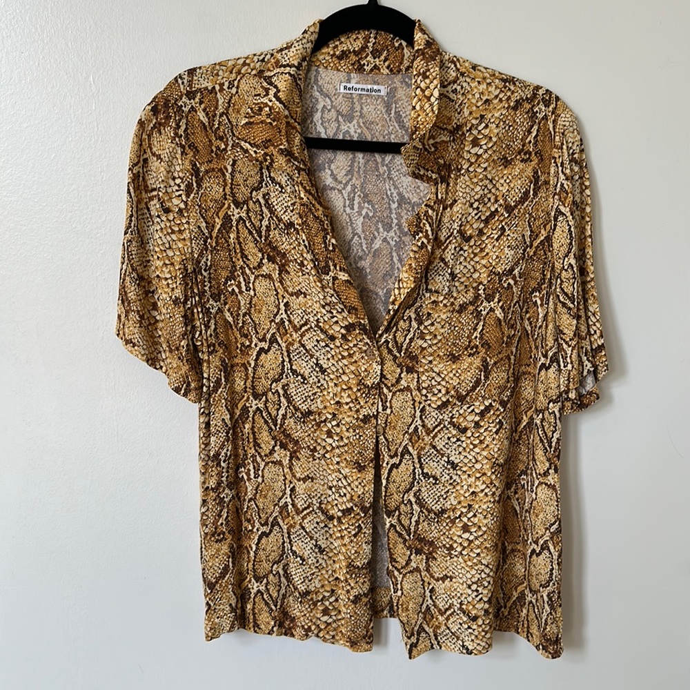 Reformation Snake Print Button Down - image 1